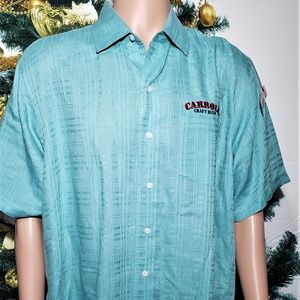 LINEN CARIBBEAN CARROLL DRAFT BEER BUTTON DOWN